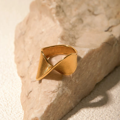 Ατσάλινο δαχτυλίδι μεγάλο, σε κίτρινο χρυσό 2305241