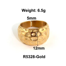 Φόρτωσε την φωτογραφία στο Gallery viewer, Ατσάλινο δαχτυλίδι ρετρό, σφυρίλατο σχέδιο σε κίτρινο χρυσό 1412232