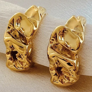 Σκουλαρίκια κρίκοι ατσάλινοι, χρυσό 15022414G