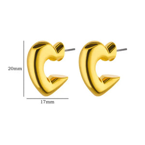 Σκουλαρίκια ατσάλινα κρίκοι σε σχήμα καρδιάς, κίτρινο χρυσό 0808246G