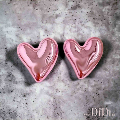 Σκουλαρίκια καρφάκι, καρδιές ροζ 26mm, 2905248P