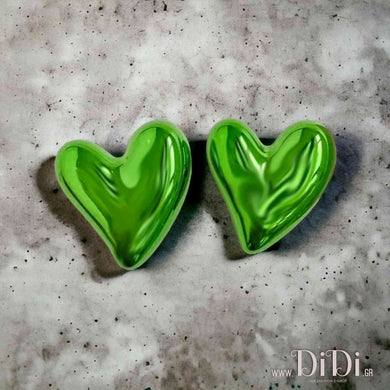 Σκουλαρίκια καρφάκι, καρδιές πράσινες 26mm, 2905248G