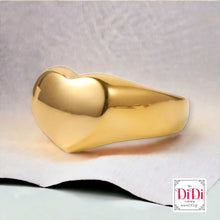 Φόρτωσε την φωτογραφία στο Gallery viewer, Ατσάλινο δαχτυλίδι ρετρό σεβαλιέ, καρδιά σε κίτρινο χρυσό