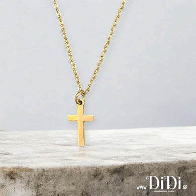 Κολιέ σταυρός ατσάλινος μικρός, σε κίτρινο χρυσό, 1107247