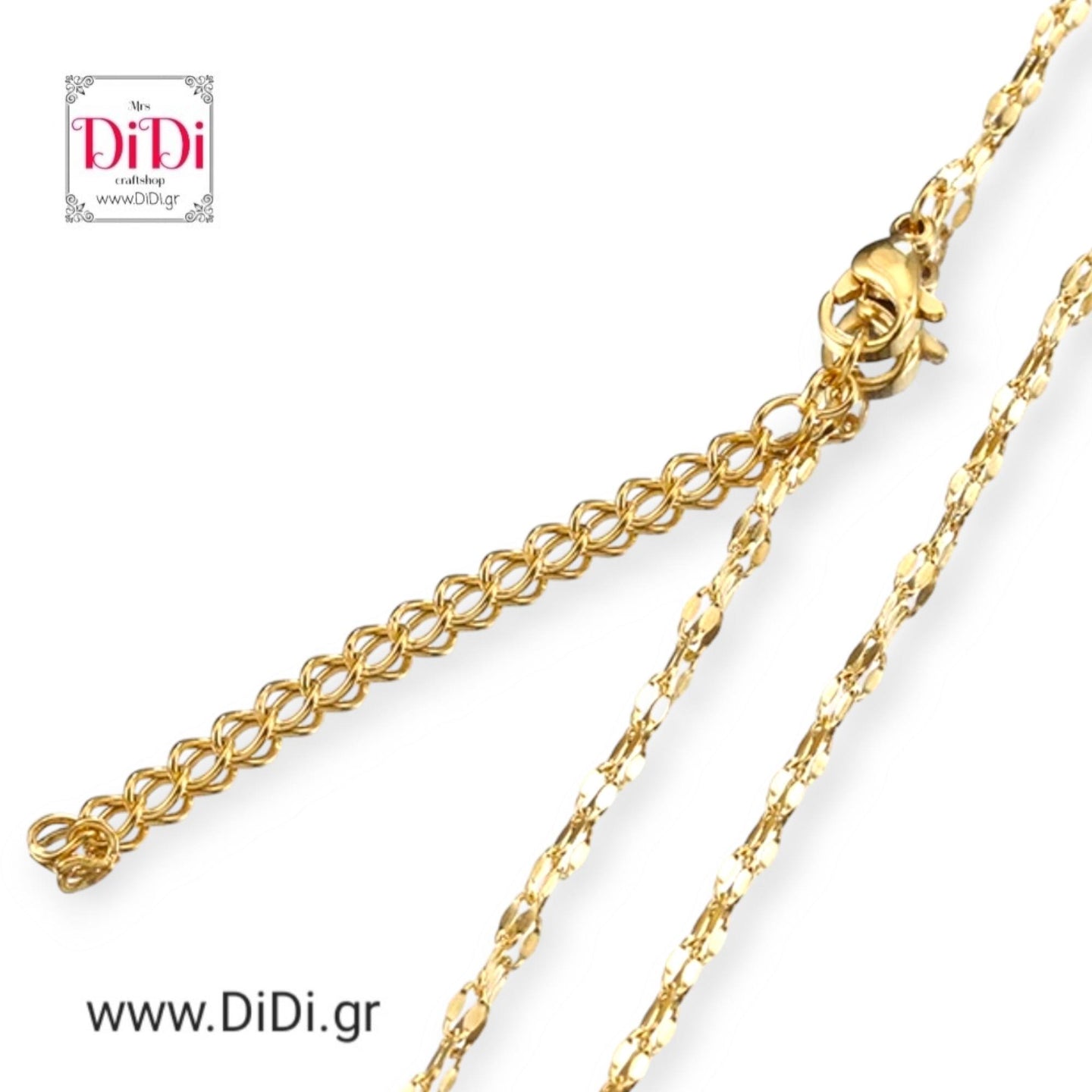 Αλυσίδα ατσάλινη, Lip chain Π2mm - Μ45cm, χρυσή απόχρωση 22022427